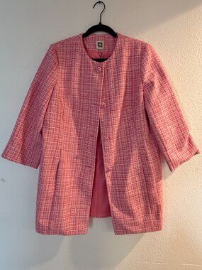 NWT Anne Klein Pink Tweed Peacoat, Size L
